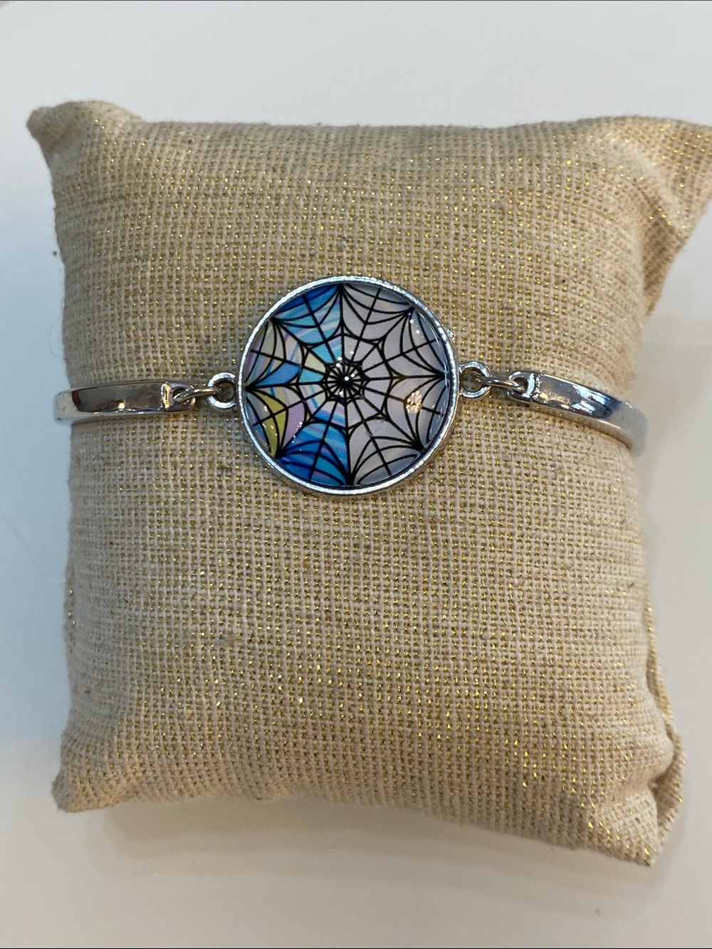 Silver tone and blue bracelet